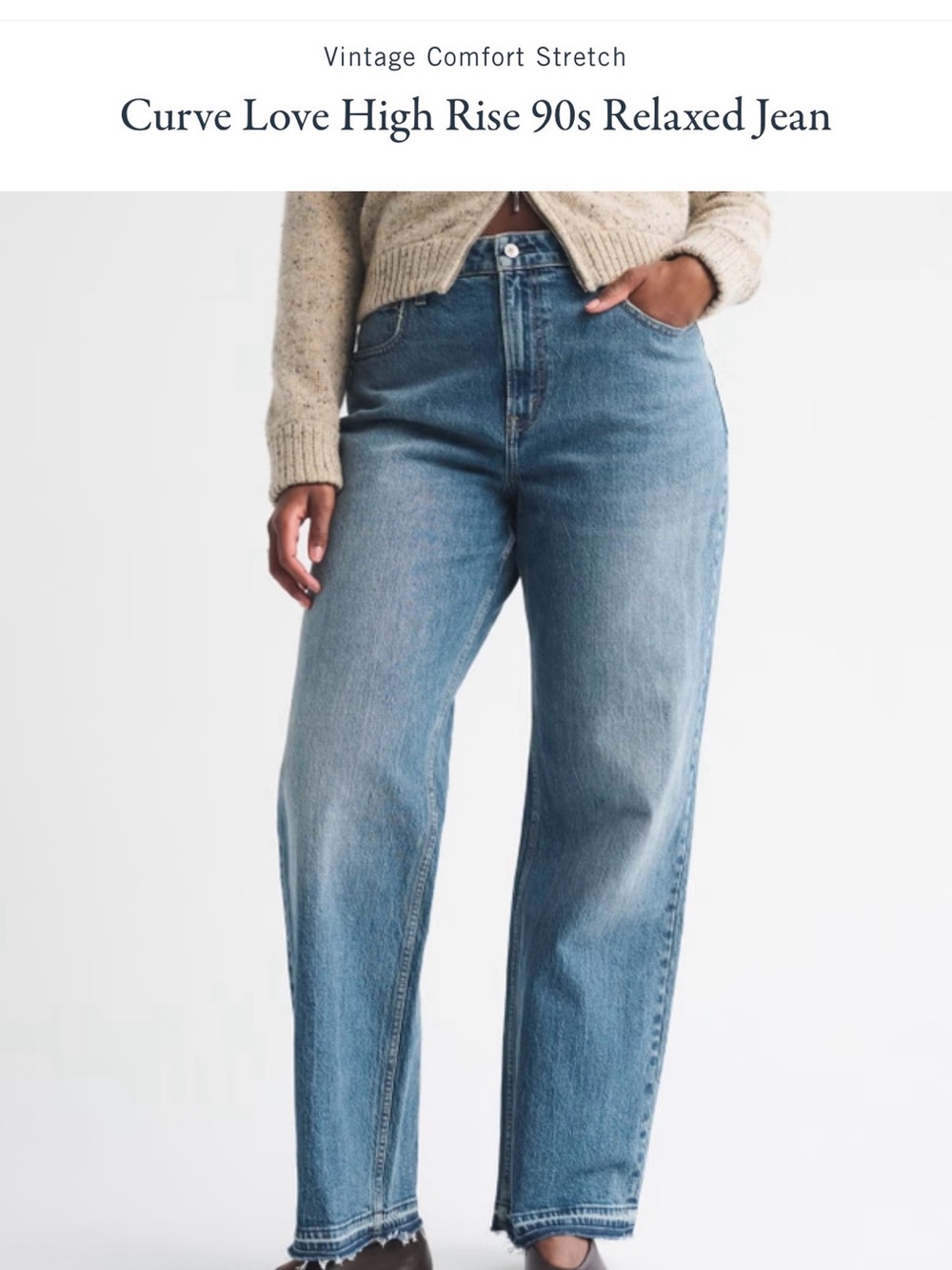 Abercrombie & Fitch Curve Love High Rise 90s Relaxed Jeans 31 Regular Raw Hem